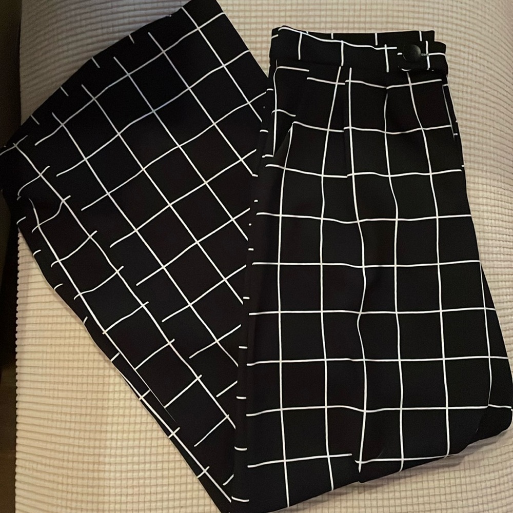 Wide Leg Stretch Geometric Pants